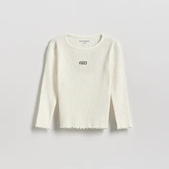 Reserved - Tričko z žebrovaného úpletu - krémová - 892HT-01X - 892HT-01X-104