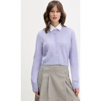 Dámský svetr Kardigan s příměsí vlny HUGO Sfebra 50554068 fialová 45X, vel. M