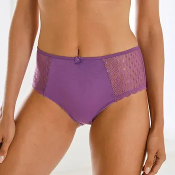 Dámské spodní prádlo Sada 2 jednobarevných kalhotek maxi z bavlny a krajky Coria zn. Confidence Lingerie® fialová 50/52