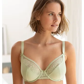 Podprsenka Vyztužená podprsenka Orotelli z krajky a úpletu s nopky, s kosticemi zelená 90D