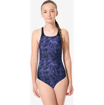 Dámské plavky DECATHLON Dívčí jednodílné plavky Kamyleon 10 LET FIALOVÁ