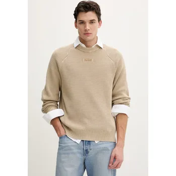 Pánský svetr Bavlněný svetr HUGO Swayne 50553609 béžová 80X, vel. M