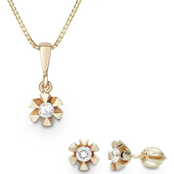 Souprava šperků Souprava náušnic a přívěšku ze žlutého zlata se zirkony 451.90