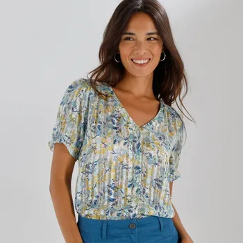 Dámská halenka Voálová halenka na knoflíčky, s potiskem zelená mořská 50