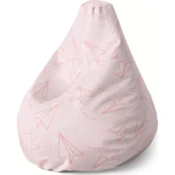 Sedací pytel Sedací vak Pear Růžové papírové vlaštovky - Sablio - 70 x 95 x 15 cm
