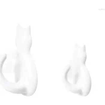 Věšák 2 ks Nástěnný háček kočičí design | věšák na zeď - Bílý