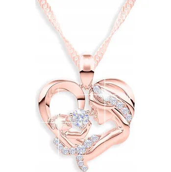 Náhrdelník Náhrdelník Matka s Dítětem STŘÍBRO 925 Srdce se Zirkony POZLÁCENÝ 750