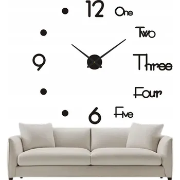 Hodiny MODERNÍ NALEPovací 3D HODINY NA ZEĎ ZRCADLOVÉ TICHÉ VELKÉ 100CM ČERNÉ