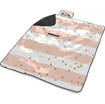 deka Sablio Plážová deka Pruhy a zlaté tečky: 200x140 cm