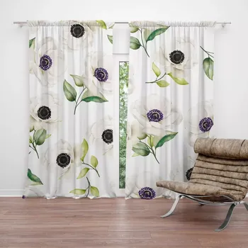 Závěs Sablio Závěsy Bílé sasanky: 2ks 140x250cm