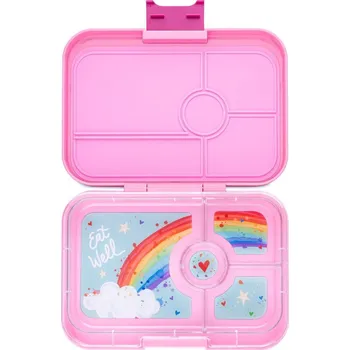 Svačinový box Obědový box TAPAS XL 4 1 l, tmavě růžová / duha, plast, Yumbox - doprava zdarma od 2999 Kč