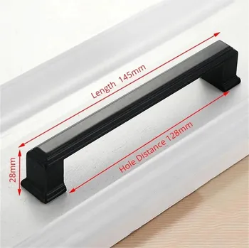 Nábytkové kování Černé kovové nábytkové úchytky moderní | madla - 8513-128 mm