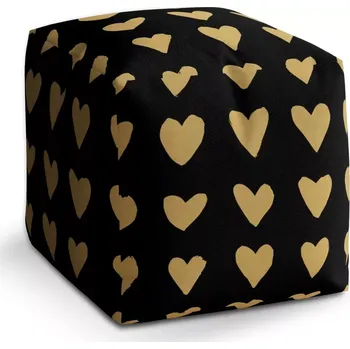 Taburet Sablio Taburet Kostka Zlatá srdíčka: 40x40x40 cm - Sablio