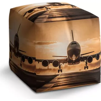 Taburet Sablio Taburet Cube Letadlo přistávající při západu slunce: 40x40x40 cm