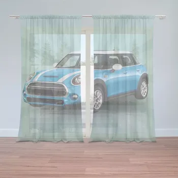 Záclona Sablio Záclony Mini sedan Zelené pozadí: 2ks 150x250cm