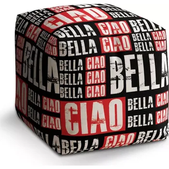 Taburet Sablio Taburet Cube La Casa de Papel Professor or Bella Ciao motiv 2: 40x40x40 cm