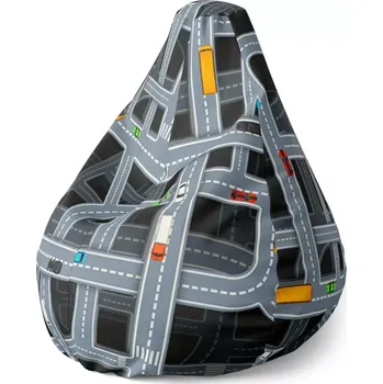 Sedací pytel Sedací vak Pear Dětská autodráha - Sablio - 70 x 95 x 15 cm