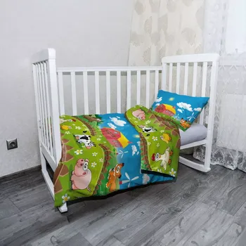 Povlečení Sablio Mikroplyšové povlečení do dětské postýlky Farma - 100x135 / 40x60