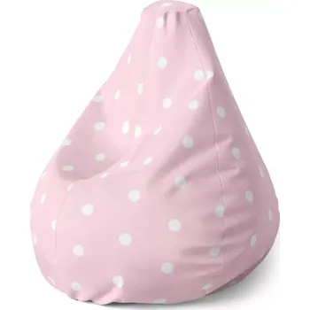 Sedací pytel Sedací vak Pear Bílé puntíky na růžové - Sablio - 70 x 95 x 15 cm