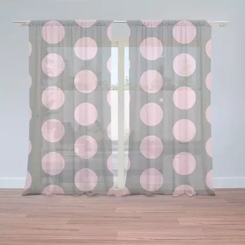 Záclona Sablio Záclony Velké růžové puntíky: 2 ks - 150x250 cm - Sablio