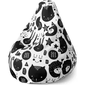 Sedací pytel Sedací vak Pear Kočička a medvěd - Sablio - 70 x 95 x 15 cm