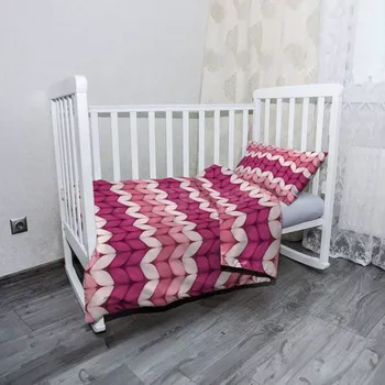 Povlečení Sablio Mikroplyšové povlečení do dětské postýlky Střídajíci růžové pletení - 100x135 / 40x60