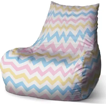 Sedací pytel Sedací vak Bean Tříbarevné klikyháky - Sablio - 60 x 70 x 70 cm