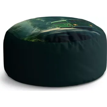 Taburet Sablio Taburet Circle Zelený autobus v lese: 38x48 cm