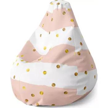 Sedací pytel Sedací vak Pear Pruhy a zlaté tečky - Sablio - 70 x 95 x 15 cm