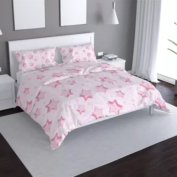 Povlečení Saténové povlečení Růžové hvězdičky - Sablio - 140x200 / 90x70