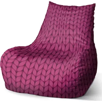 Sedací pytel Sedací vak Bean Pletení ve fuchsiové barvě - Sablio - 60 x 70 x 70 cm