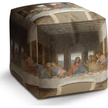 Taburet Sablio Taburet Cube Poslední večeře - Leonardo da Vinci: 40x40x40 cm