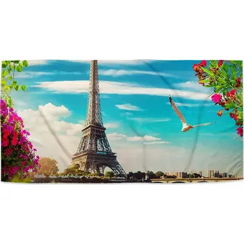 Ručník Ručník s potiskem Paříž Eifellova věž Mraky - Sablio - 30x50 cm