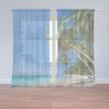 Záclona Sablio Záclony Palmová pláž: 2 ks - 150x250 cm - Sablio