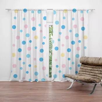 Závěs Sablio Závěsy Barevné puntíky na bílé: 2 ks - 140x250 cm - Sablio