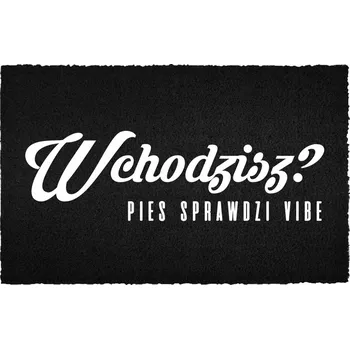 Rohožka VCHODOVÁ ROHOŽKA 40X60CM ČERNÁ KOKOSOVÁ S VTIPEM PES ZKONTROLUJE VIBE