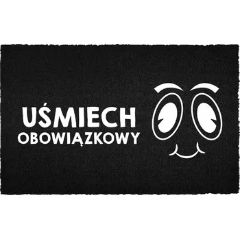 VSTUPNÍ ROHOŽKA 40X60CM ČERNÁ KOKOSOVÁ S VTIPEM ÚSMĚV POVINNÝ