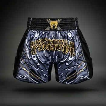 Muay Thai šortky Venum Wolf Atak - Black/Grey Velikost: L