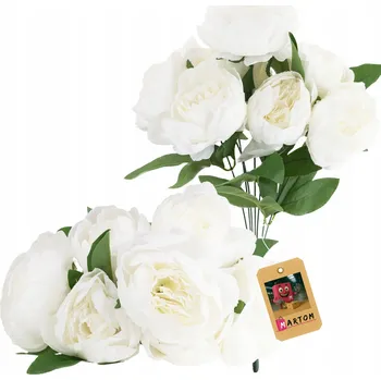 umělá květina UMĚLÁ KYTICE PIVOŇEK DEKORATIVNÍCH x 7 BÍLÝCH PIVOŇKA JARNÍ