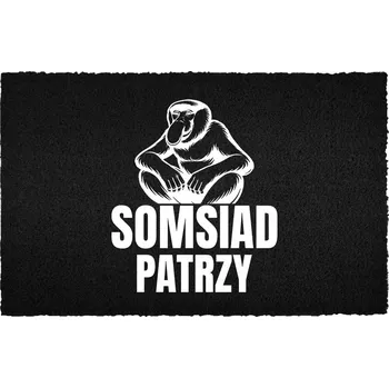Rohožka VCHODOVÁ ROHOŽKA 40X60CM ČERNÁ KOKOSOVÁ PRO DŮM S HUMOREM "SOUSED SE DÍVÁ"
