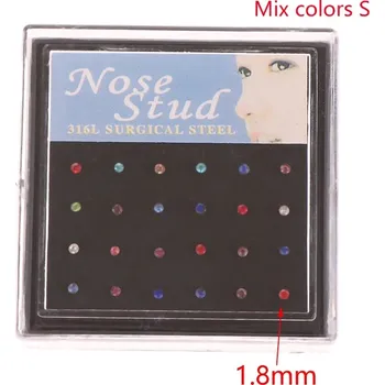 Piercing 24 ks Stylový piercing nosu s krystaly | šperk - Smíchejte barvy S