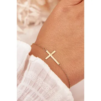 Náramek Boto Náramek s křížkem Chirurgická ocel Barva: Zlatá, Velikost: ONE SIZE