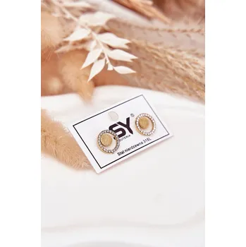 Náušnice Boto Nerezové ocelové náušnice kruhy se zirkony Barva: Zlatá, Velikost: ONE SIZE