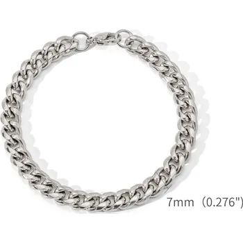 Náramek ocelový řetízkový pánský náramek | šperk - 7mm stříbrná barva , 18,5 cm