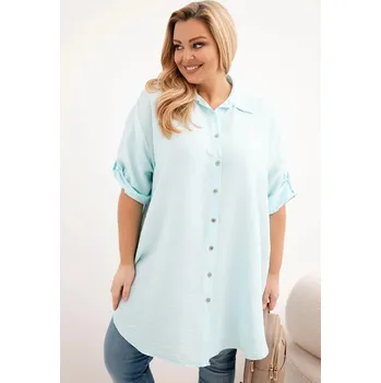 Dámská košile Dámská košile Plus Size z viskózy s delším zadním dílem světle mátová UNI