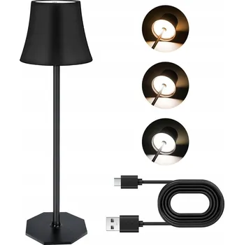 Lampička LED LAMPIČKA NA STŮL S NABÍJENÍM 5000MAH, REGULACE JASU, IP54, ČERNÁ, USB