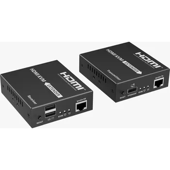 Video kabel PremiumCord HDMI KVM extender s USB na 120m přes Cat5/6, bez zpoždění