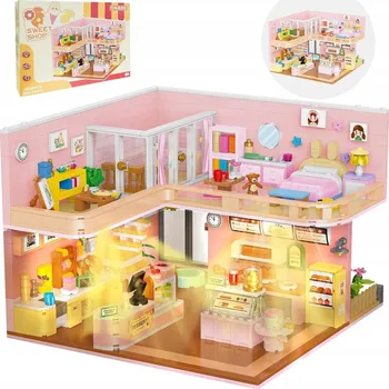 ostatní stavebnice Osvětlené Stavebnice pro panenky 1219 dílů Mini pekárna House 8+