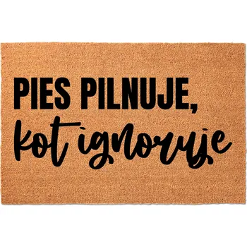 Rohožka KOKOSOVÁ VSTUPNÍ ROHOŽKA 40X60CM KE DVEŘÍM VTIPNÁ S KOČKOU - IGNORUJE