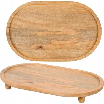 Dřevěný podnos na nožičkách, velký, servírovací tác MANGO 37,5 x 24 cm